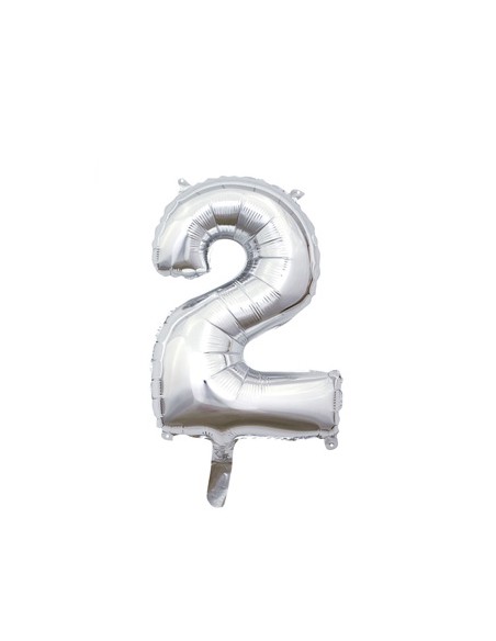 Palloncino Mylar Numero 2 Argento Mini 14" - 35cm con valvola - 1pz | G3S Party