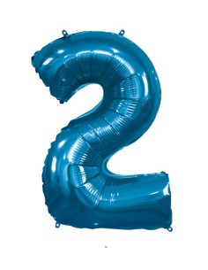 Palloncino Mylar Numero 2 Blu Mega 40" - 101cm - 1pz | G3S Party