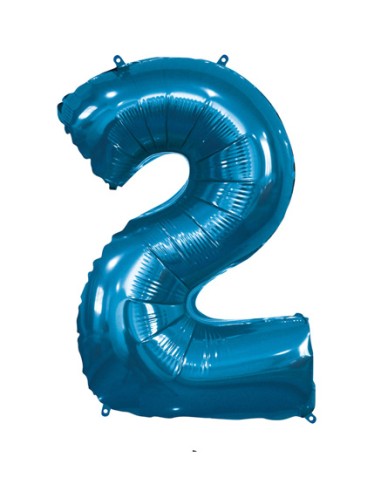 Palloncino Mylar Numero 2 Blu Mega 40" - 101cm - 1pz | G3S Party