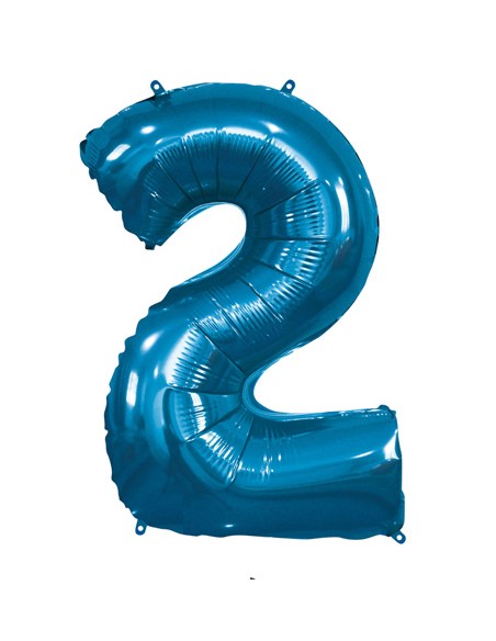 Palloncino Mylar Numero 2 Blu Mega 40" - 101cm - 1pz | G3S Party