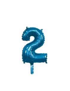 Palloncino Mylar Numero 2 Blu Mini 14" - 35cm con valvola - 1pz | G3S Party