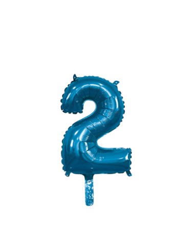 Palloncino Mylar Numero 2 Blu Mini 14" - 35cm con valvola - 1pz | G3S Party
