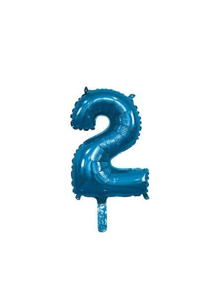 Palloncino Mylar Numero 2 Blu Mini 14" - 35cm con valvola - 1pz | G3S Party