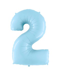 Palloncino Mylar Numero 2 Celeste Pastello Mega 40" - 101cm - 1pz | G3S Party