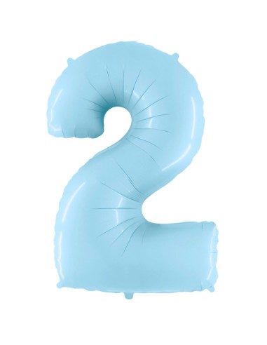 Palloncino Mylar Numero 2 Celeste Pastello Mega 40" - 101cm - 1pz | G3S Party