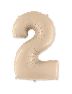 Palloncino Mylar Numero 2 Crema Mega 40" - 101cm - 1pz | G3S Party
