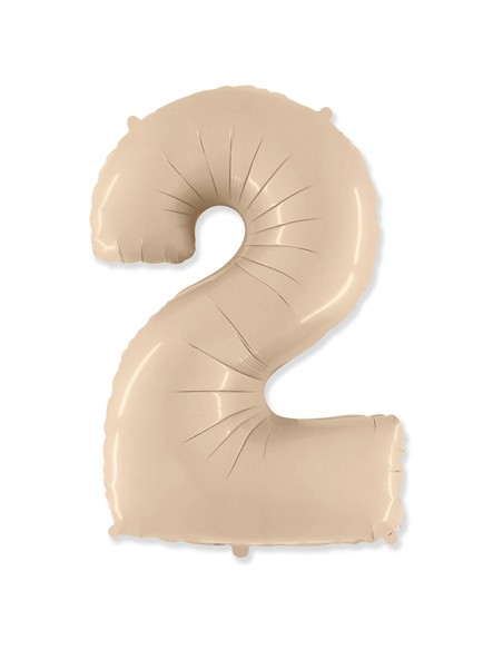 Palloncino Mylar Numero 2 Crema Mega 40" - 101cm - 1pz | G3S Party