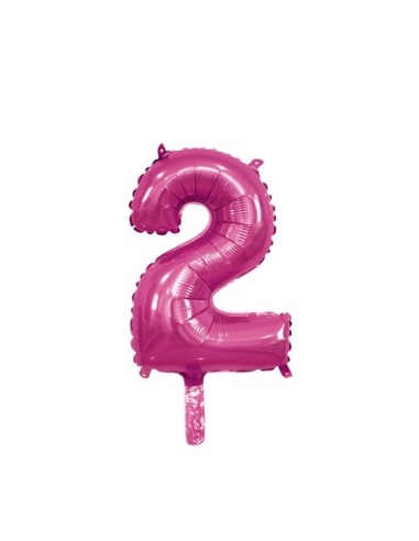Palloncino Mylar Numero 2 Fuxia Mini 14" - 35cm con valvola - 1pz | G3S Party