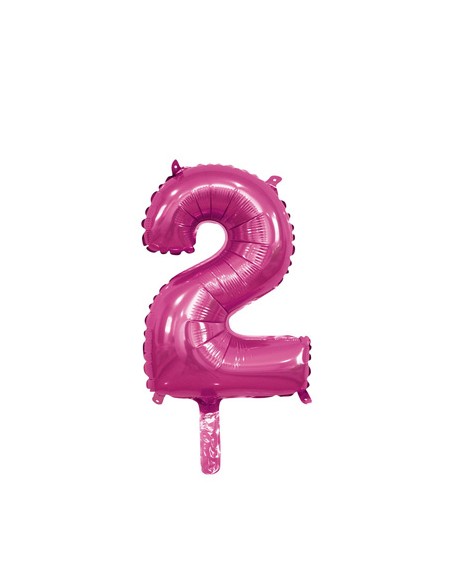 Palloncino Mylar Numero 2 Fuxia Mini 14" - 35cm con valvola - 1pz | G3S Party