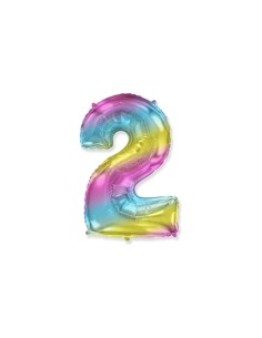 Palloncino Mylar Numero 2 Multicolor Gradient Mini 14" - 35cm - 1pz | G3S Party