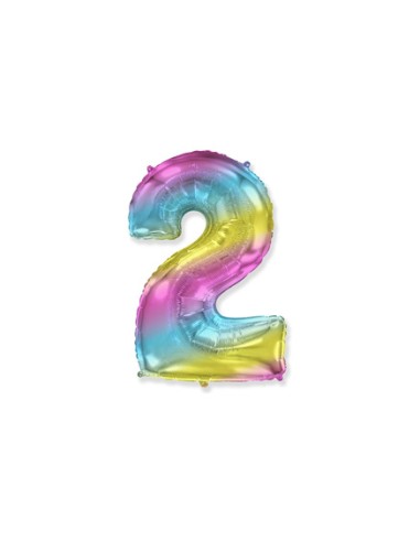 Palloncino Mylar Numero 2 Multicolor Gradient Mini 14" - 35cm - 1pz | G3S Party