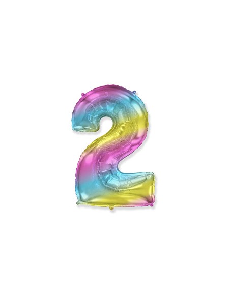 Palloncino Mylar Numero 2 Multicolor Gradient Mini 14" - 35cm - 1pz | G3S Party