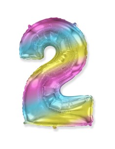 Palloncino Mylar Numero 2 Multicolor Gradient SuperShape 40" - 101cm - 1pz | G3S Party