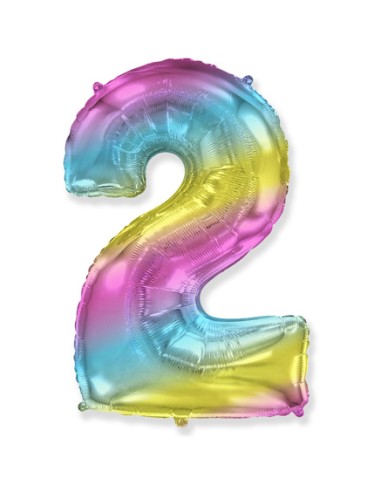 Palloncino Mylar Numero 2 Multicolor Gradient SuperShape 40" - 101cm - 1pz | G3S Party