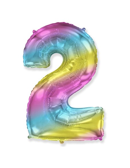 Palloncino Mylar Numero 2 Multicolor Gradient SuperShape 40" - 101cm - 1pz | G3S Party