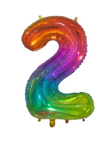Palloncino Mylar Numero 2 Multicolor Jelly Mega 34" - 86cm - 1pz | G3S Party