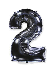 Palloncino Mylar Numero 2 Nero Mega 40" - 101cm - 1pz | G3S Party