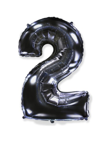 Palloncino Mylar Numero 2 Nero Mega 40" - 101cm - 1pz | G3S Party