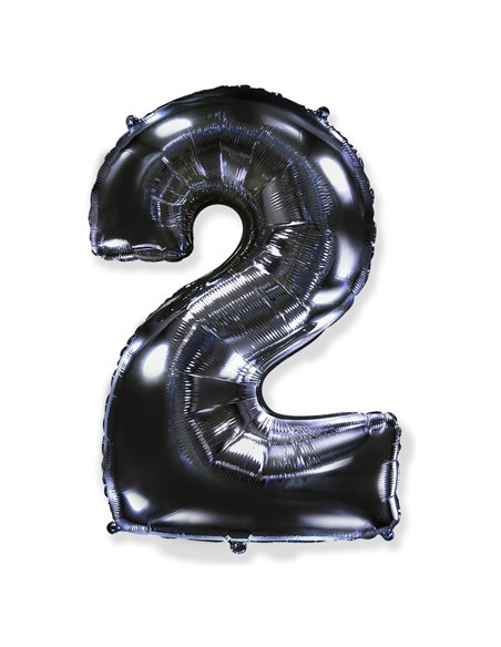 Palloncino Mylar Numero 2 Nero Mega 40" - 101cm - 1pz | G3S Party