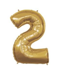 Palloncino Mylar Numero 2 Oro Mega 40" - 101cm - 1pz | G3S Party