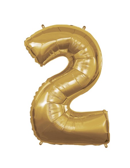 Palloncino Mylar Numero 2 Oro Mega 40" - 101cm - 1pz | G3S Party
