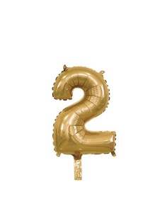 Palloncino Mylar Numero 2 Oro Mini 14" - 35cm con valvola - 1pz | G3S Party