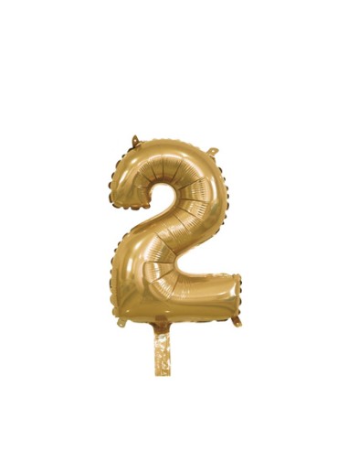 Palloncino Mylar Numero 2 Oro Mini 14" - 35cm con valvola - 1pz | G3S Party