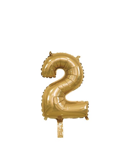 Palloncino Mylar Numero 2 Oro Mini 14" - 35cm con valvola - 1pz | G3S Party