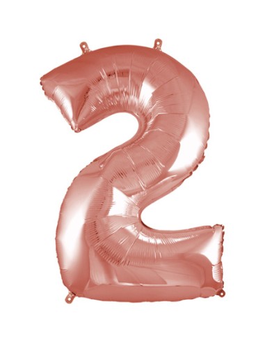Palloncino Mylar Numero 2 Rosa Gold Mega 40" - 101cm - 1pz | G3S Party