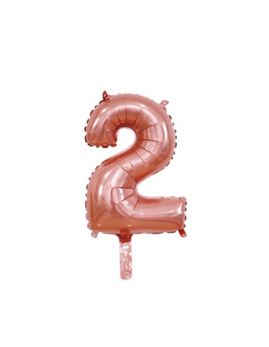 Palloncino Mylar Numero 2 Rosa Gold Mini 14" - 35cm con valvola - 1pz | G3S Party