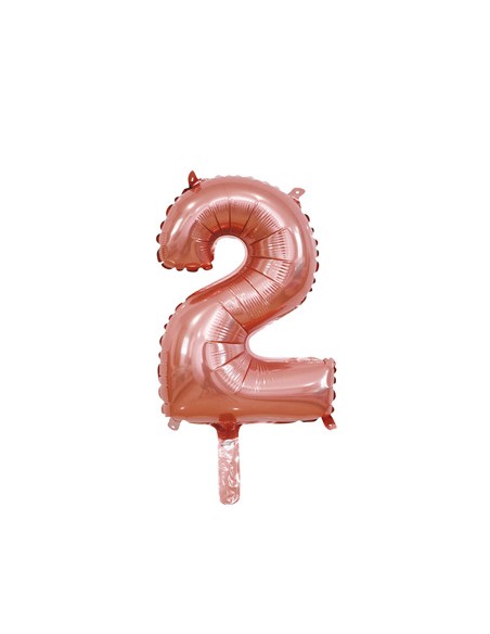 Palloncino Mylar Numero 2 Rosa Gold Mini 14" - 35cm con valvola - 1pz | G3S Party