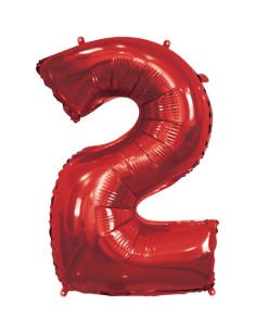 Palloncino Mylar Numero 2 Rosso Mega 40" - 101cm - 1pz | G3S Party