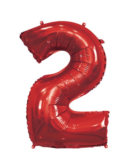 Palloncino Mylar Numero 2 Rosso Mega 40" - 101cm - 1pz | G3S Party