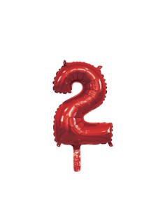 Palloncino Mylar Numero 2 Rosso Mini 14" - 35cm con valvola - 1pz | G3S Party