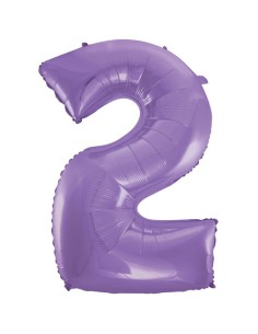 Palloncino Mylar Numero 2 Satin Velvet Lilac Mega 40" - 101cm - 1pz | G3S Party