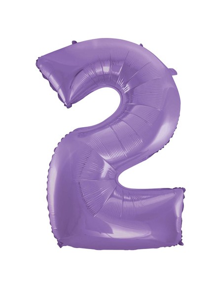 Palloncino Mylar Numero 2 Satin Velvet Lilac Mega 40" - 101cm - 1pz | G3S Party