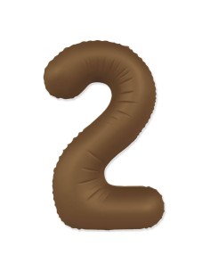Palloncino Mylar Numero 2 Slim Mate Choco Brown Satinato 37" - 86cm - 1pz | G3S Party
