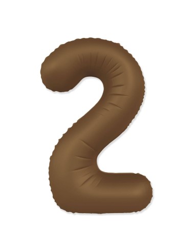 Palloncino Mylar Numero 2 Slim Mate Choco Brown Satinato 37" - 86cm - 1pz | G3S Party