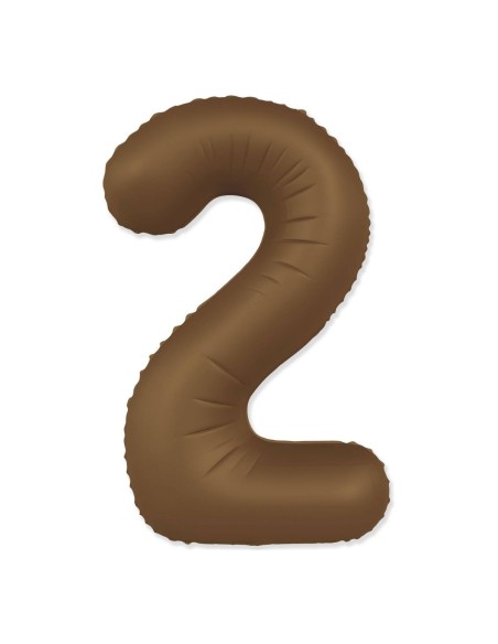 Palloncino Mylar Numero 2 Slim Mate Choco Brown Satinato 37" - 86cm - 1pz | G3S Party