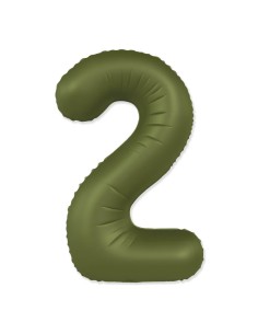 Palloncino Mylar Numero 2 Slim Mate Verde Oliva Satinato 37" - 86cm - 1pz | G3S Party