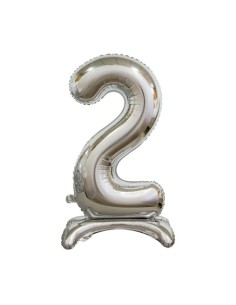 Palloncino Mylar Numero 2 Standing Argento Mega 30" - 76cm - 1pz | G3S Party