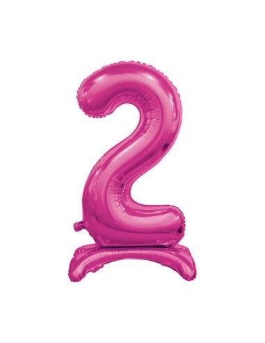 Palloncino Mylar Numero 2 Standing Fuxia Mega 30" - 76cm - 1pz | G3S Party