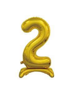 Palloncino Mylar Numero 2 Standing Oro Mega 30" - 76cm - 1pz | G3S Party