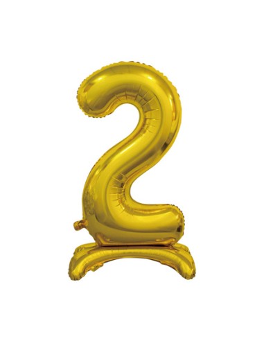 Palloncino Mylar Numero 2 Standing Oro Mega 30" - 76cm - 1pz | G3S Party