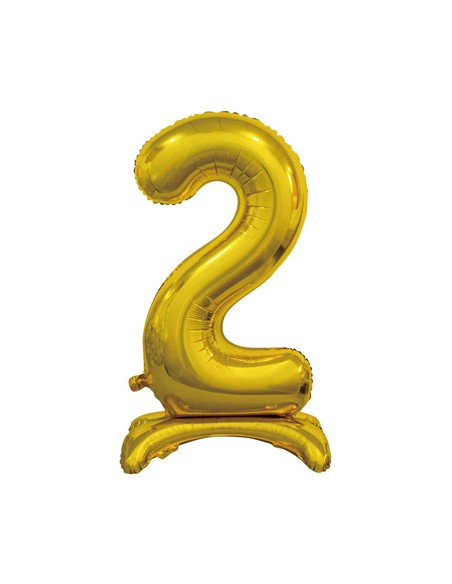 Palloncino Mylar Numero 2 Standing Oro Mega 30" - 76cm - 1pz | G3S Party