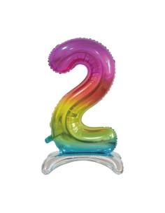Palloncino Mylar Numero 2 Standing Rainbow Mega 30" - 76cm - 1pz | G3S Party