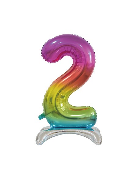 Palloncino Mylar Numero 2 Standing Rainbow Mega 30" - 76cm - 1pz | G3S Party