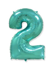 Palloncino Mylar Numero 2 Verde Menta Mega 40" - 101cm - 1pz | G3S Party