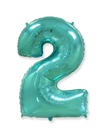 Palloncino Mylar Numero 2 Verde Menta Mega 40" - 101cm - 1pz | G3S Party