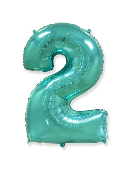Palloncino Mylar Numero 2 Verde Menta Mega 40" - 101cm - 1pz | G3S Party